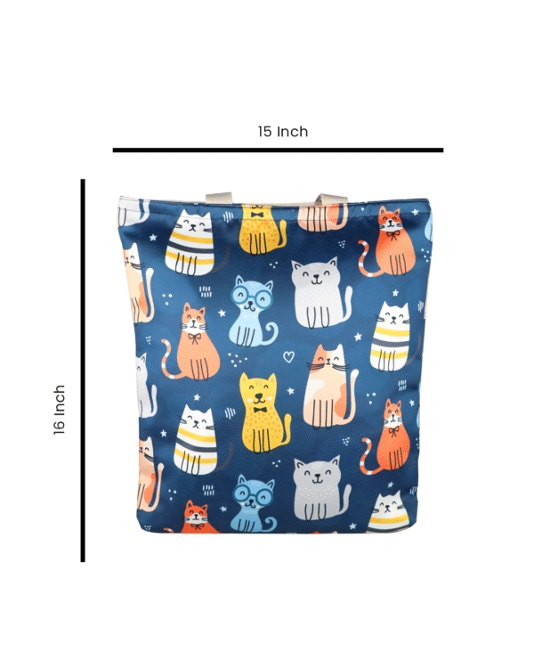Blue Cat Print Tote Bag