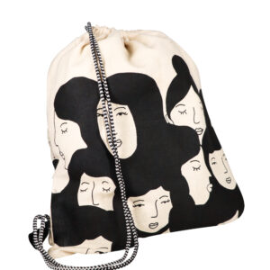 Faces drawstring bag