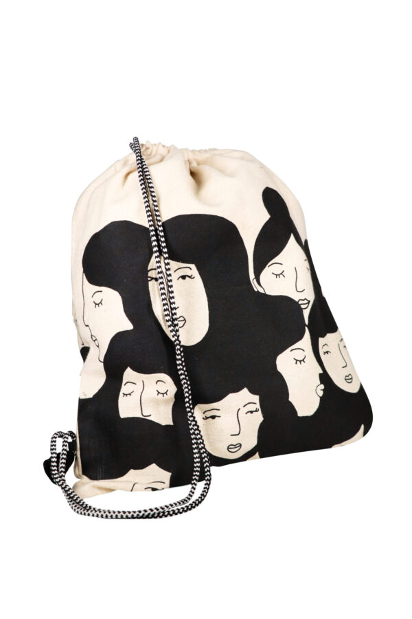Faces drawstring bag
