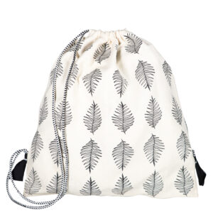 Leaf Print Drawstring Bag