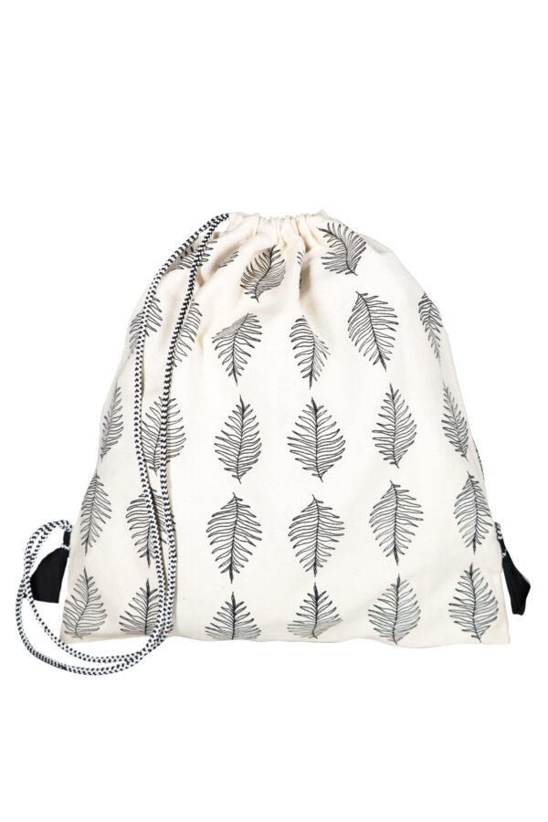 Leaf Print Drawstring Bag